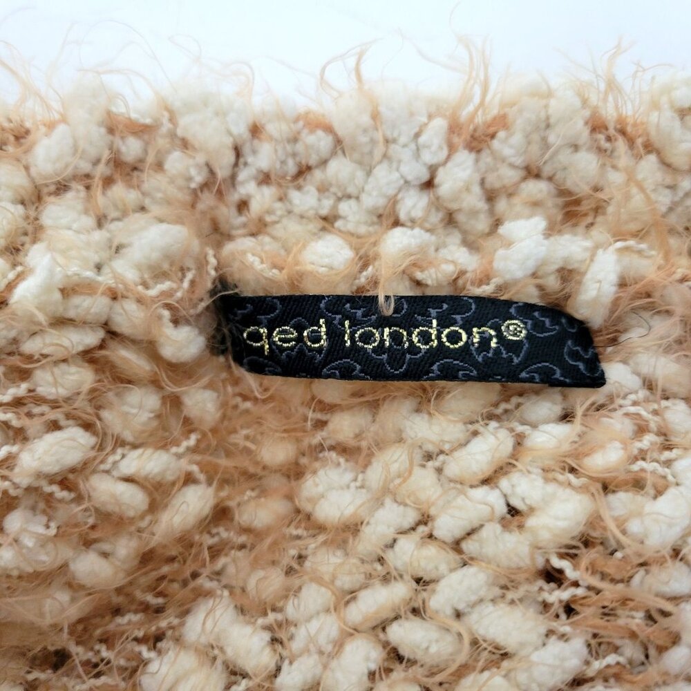 Textured Knit Poncho Sweater By Qed London S/M Acrylic & Polyester Blend Beige & - Picture 3 of 6